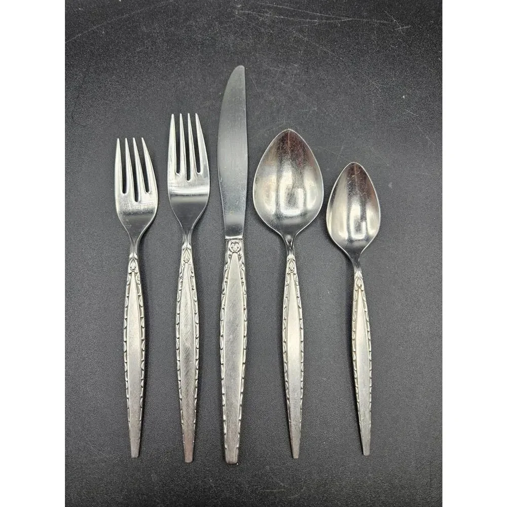 VTG Oneida Community Venetia Stainless Steel Flatware 71 piece lot MCM Retro